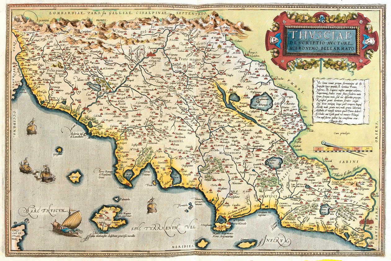 Toszkána, Emilia-Romagna, Umbria, Észak-Lazio, Olaszország, délnyugati Emilia-Romagna, Umbria, Észak-Lazio, Olaszország alkotó: Abraham Ortelius