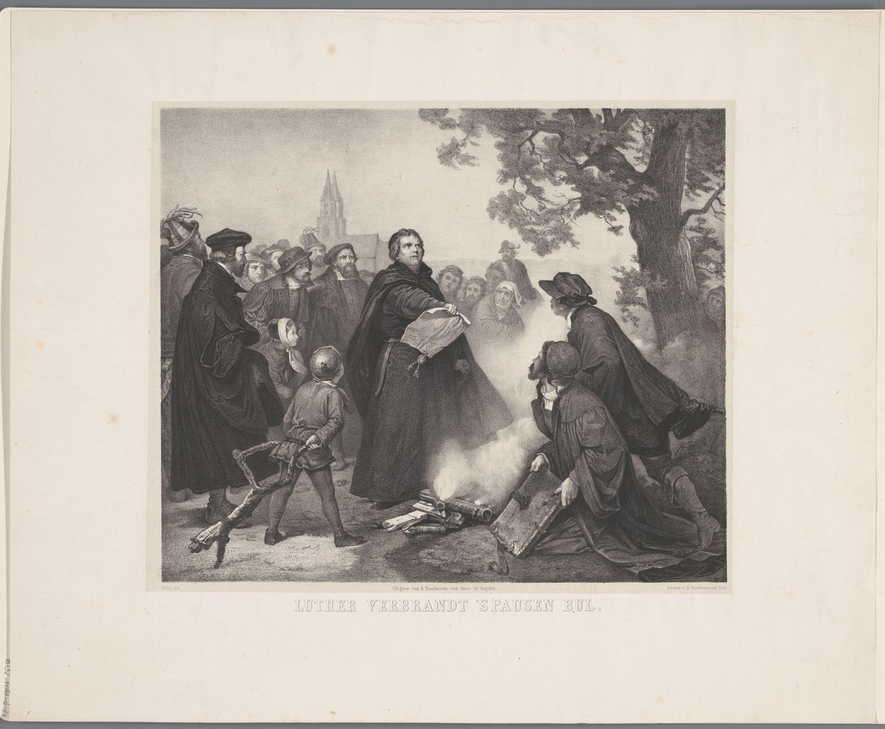 Luther elégeti a bikát Luther elégeti a pápa bulláját (cím a tárgyon) alkotó: Abraham Pieter Felix