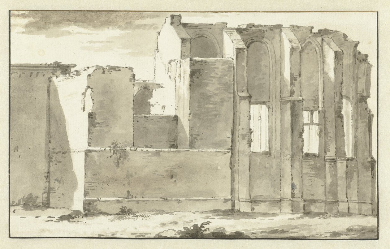 Kilátás a zandvoorti Grote Kerk kórus romjaira alkotó: Abraham Rademaker