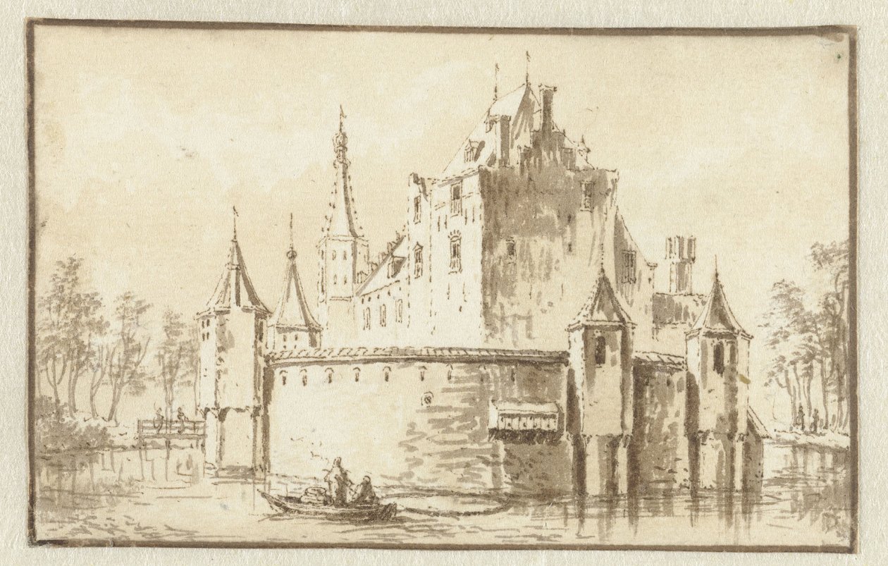 A Ter Does-ház Leiden közelében, balról nézve alkotó: Abraham Rademaker