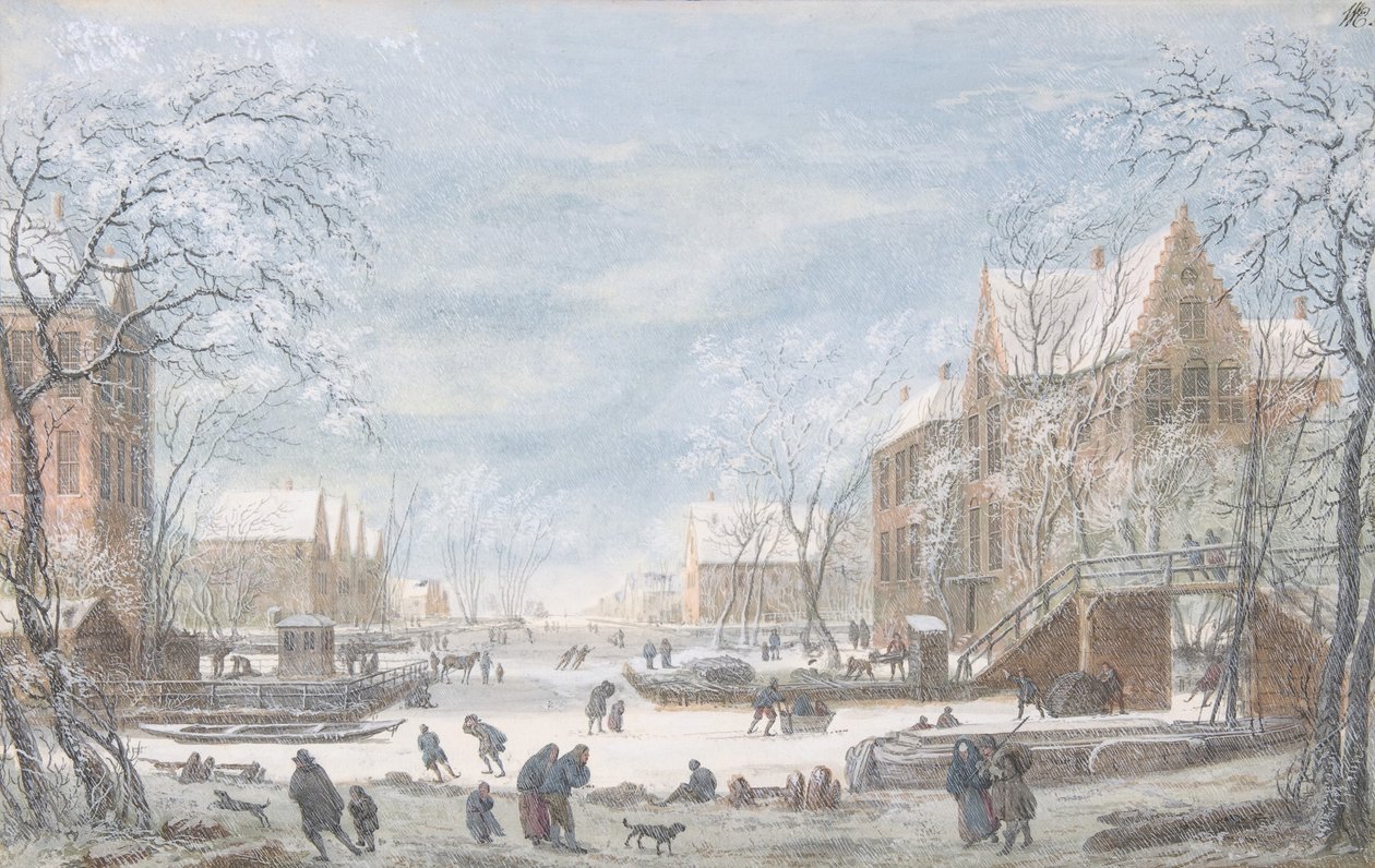 Hó hullott egy holland városban, n.d. alkotó: Abraham Rademaker