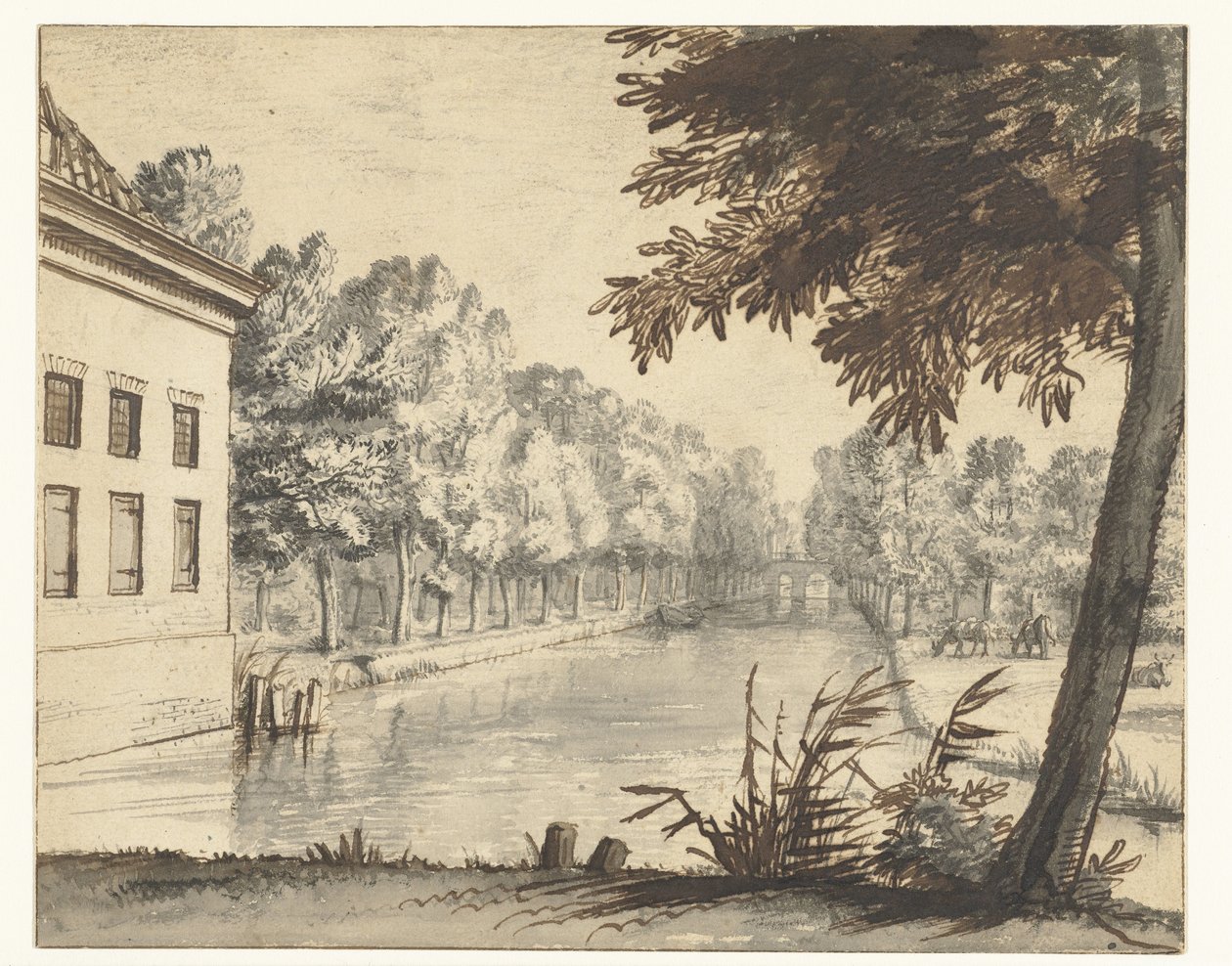 Kilátás a csatornára egy birtokkal alkotó: Abraham Rutgers (attributed to)
