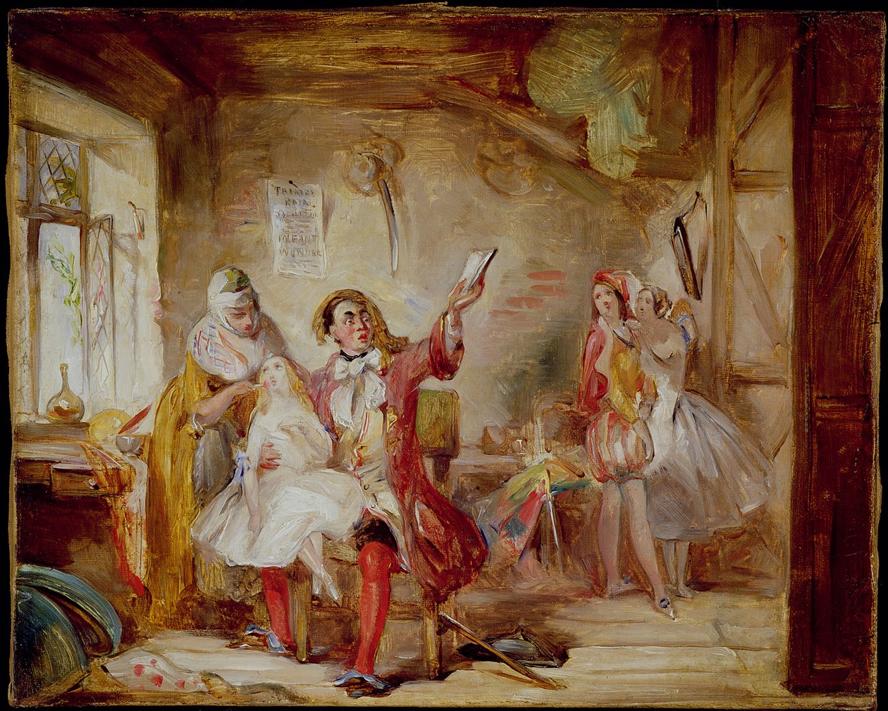 A Theatre Royal színpadának hátsó része, valószínűleg Ira Frederick Aldridge (1807-67) Othello próbája, 1862. alkotó: Abraham Solomon
