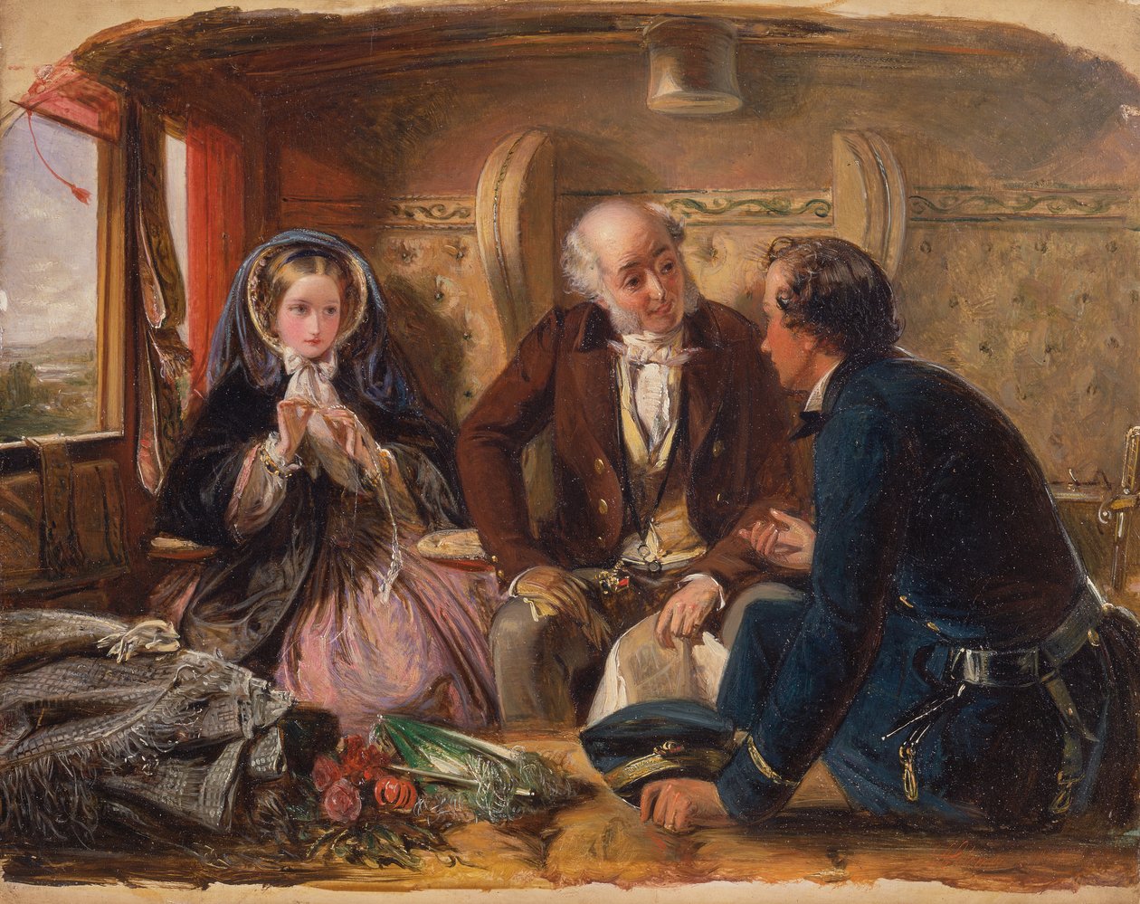 Első osztály – Találkozó. És első találkozáskor szeretett., 1855. alkotó: Abraham Solomon