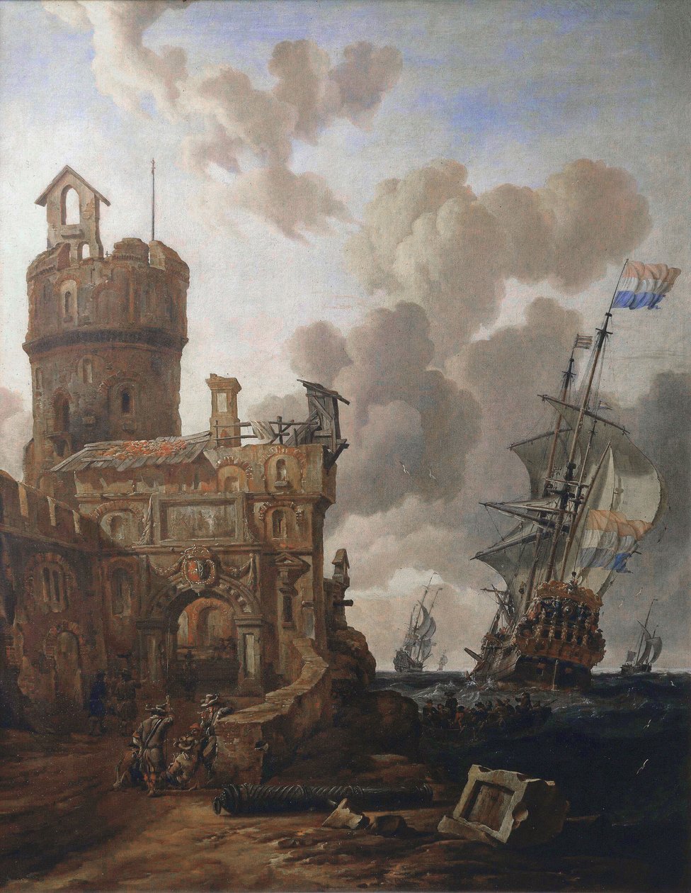 Egy holland hajó elhalad egy erőd mellett alkotó: Abraham Storck