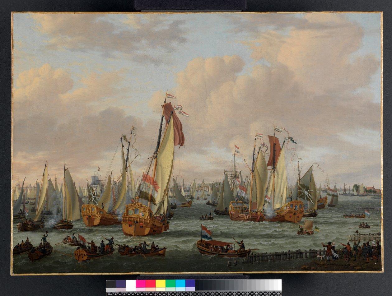 Tengeri színlelt harc az Y-on Amszterdam előtt, 1710 előtt alkotó: Abraham Storck