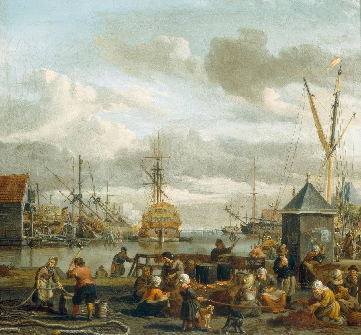 Kilátás Amszterdam kikötőjére alkotó: Abraham Storck