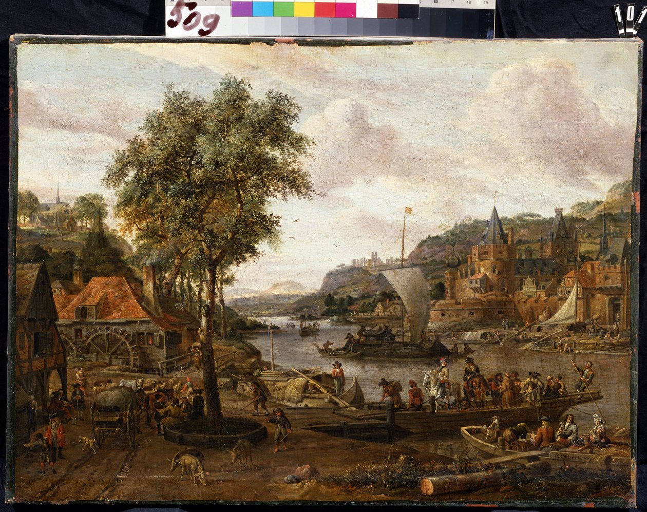 Vitorlás hajók. Abraham Storck (1635-1710) festménye. Olaj, vászon, 48 x 69 cm, 17. század vége-18. század eleje. Flamand iskola, barokk művészet. Ermitázs Múzeum, Szentpétervár. alkotó: Abraham Storck