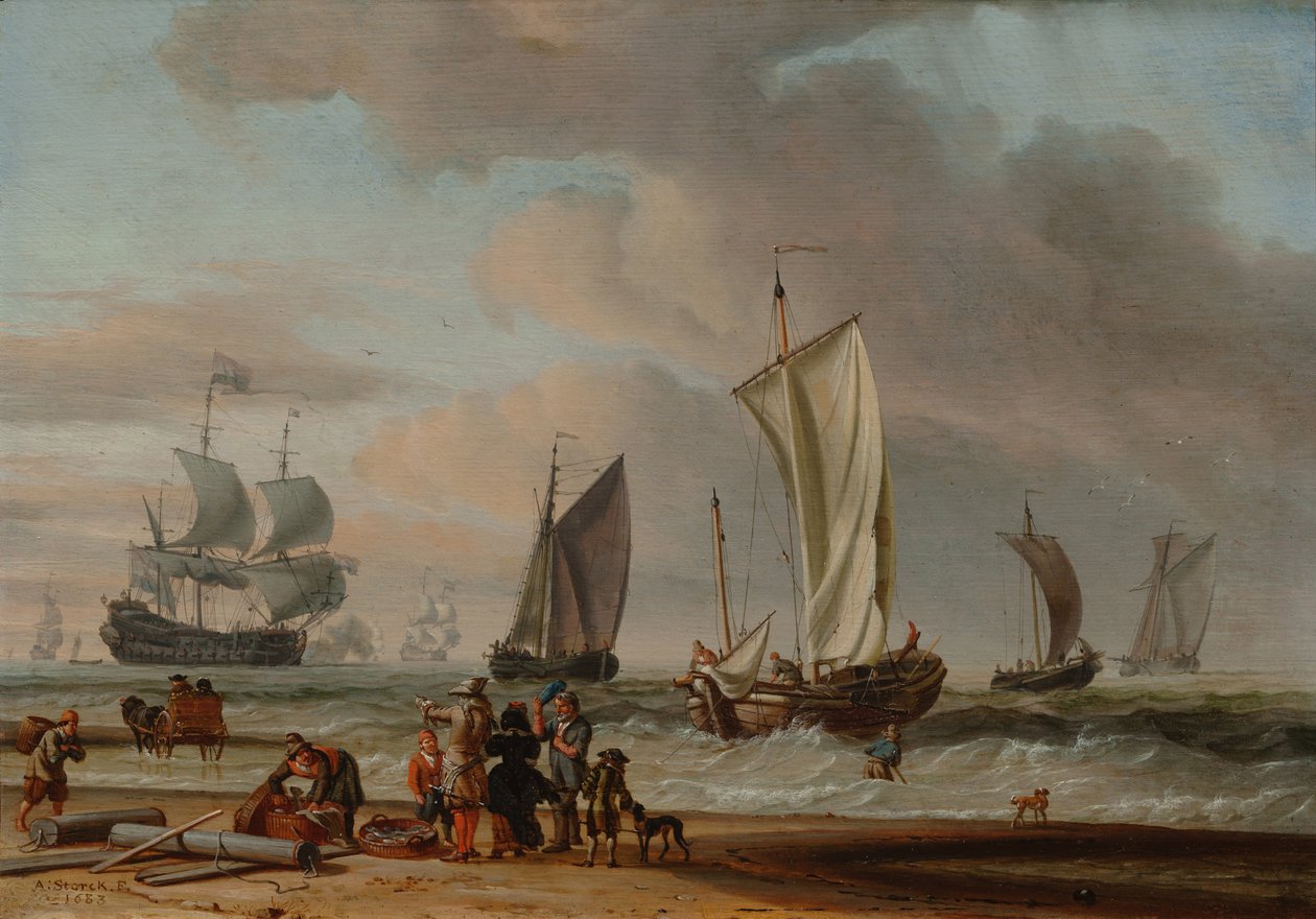 Kilátás a tengerpartra alkotó: Abraham Storck