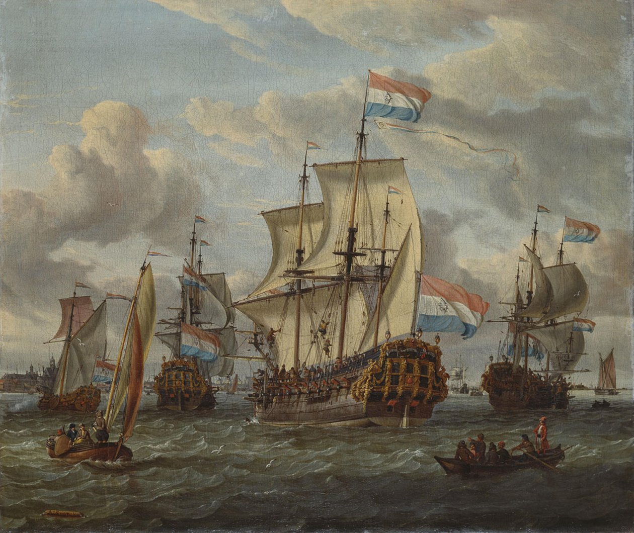 A Pieter en Paul fregatt az IJ folyón alkotó: Abraham Storck