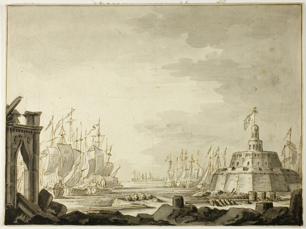 Málta, Valletta kikötője alkotó: Abraham Storck