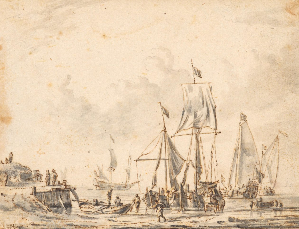 Hajók egy kikötőmólónál alkotó: Abraham Storck