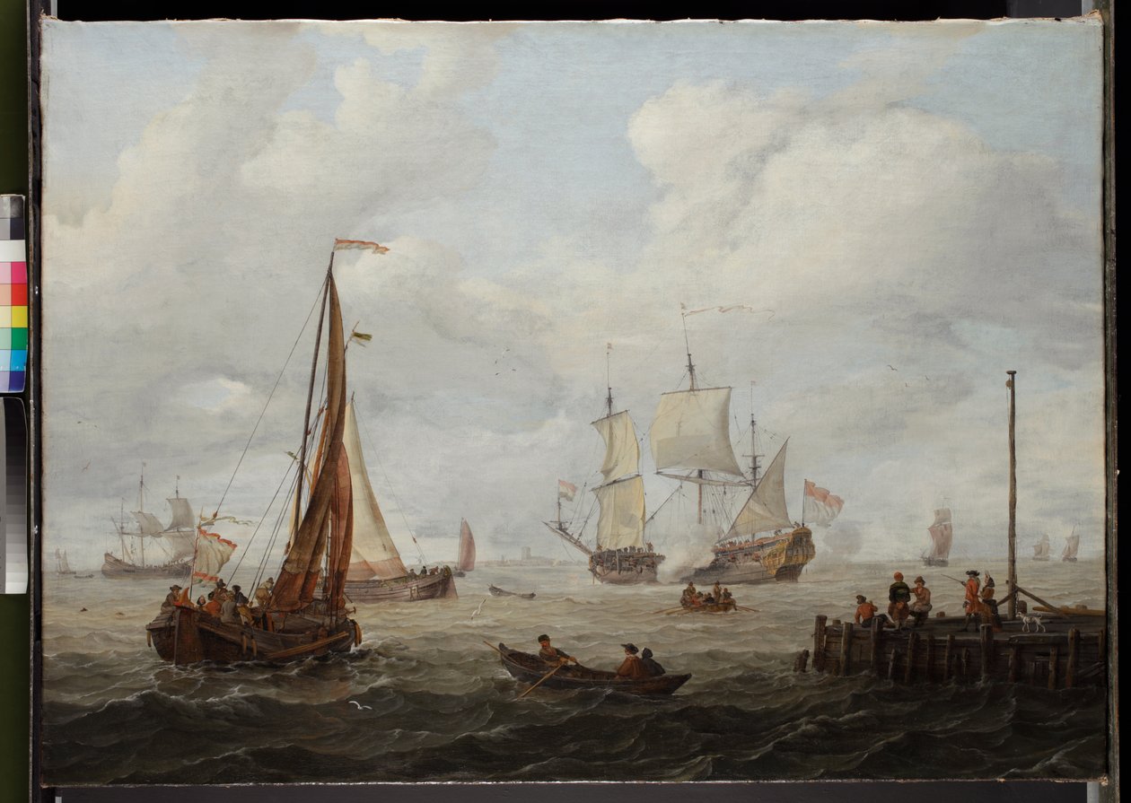 Tengeri darab egy holland hadiemberrel, 1708 előtt alkotó: Abraham Storck