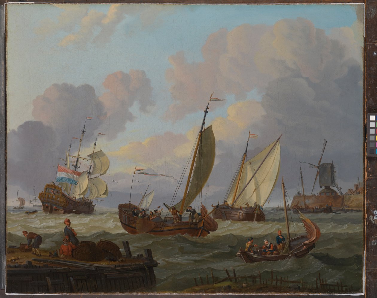 Szélmalom mellett elhaladó hajók, 1690 körül (olaj, vászon) alkotó: Abraham Storck