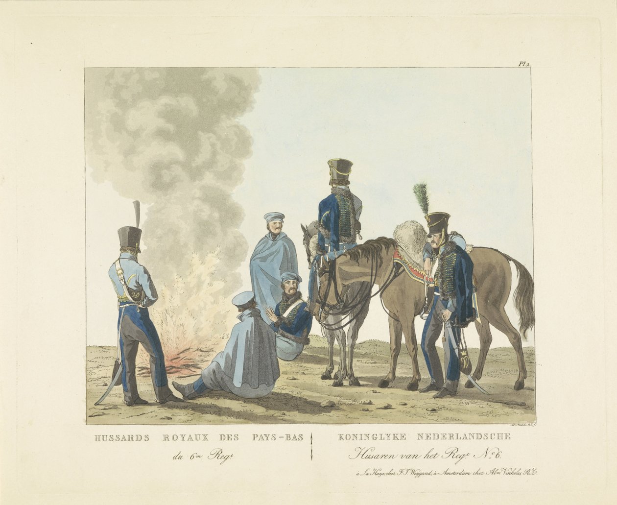 6. ezred huszárjai, 1820-1825 Hussards Royaux des Pays-Bas du 6m. jobb. / Koninglyke Nederlandsche Husaren of the Regt. nem. 6 (cím az objektumon) alkotó: Abraham Vinkeles