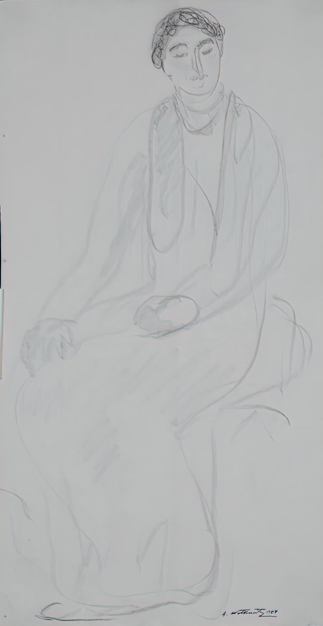 Ülő nő, 1907. alkotó: Abraham Walkowitz