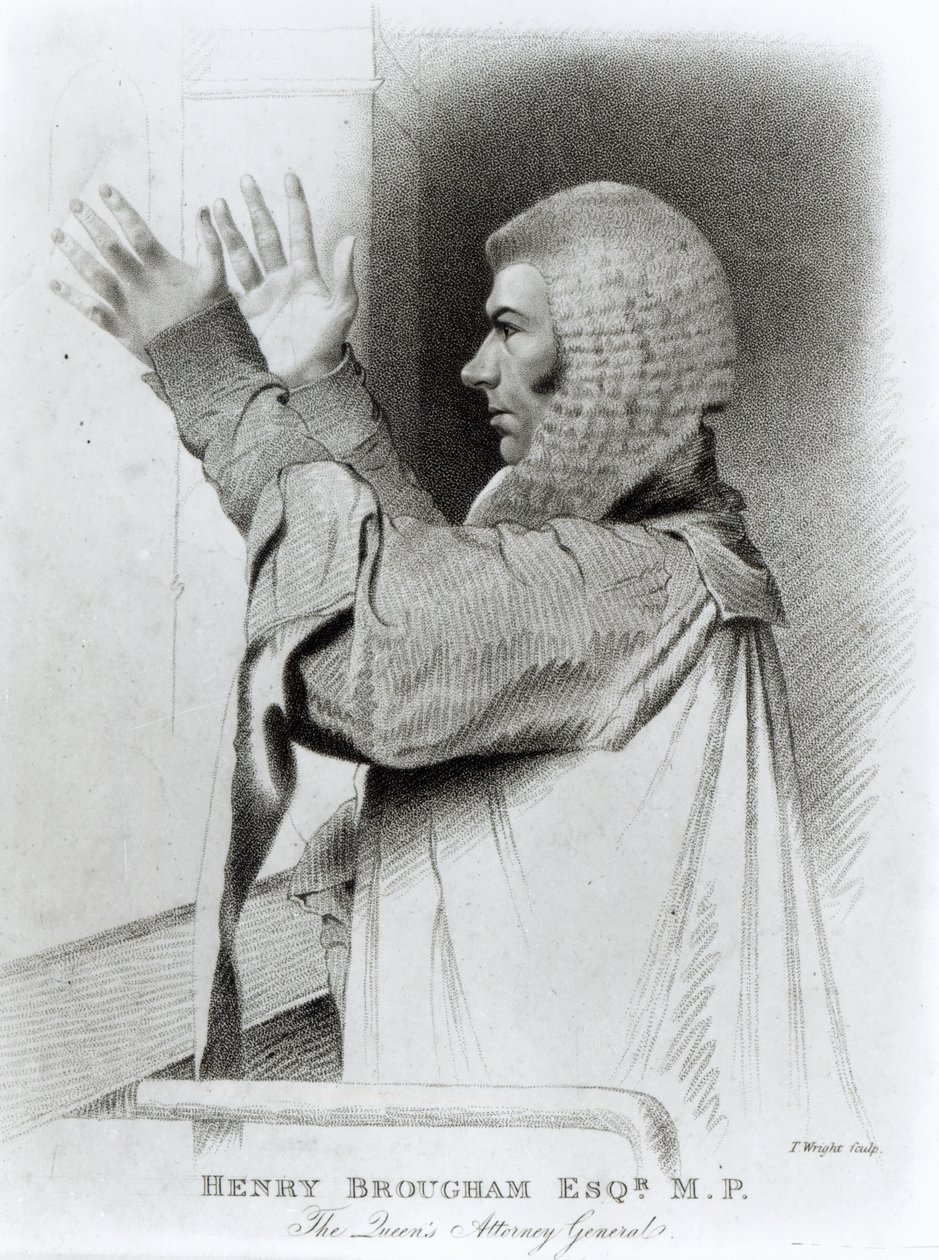 Henry Brougham Esq parlamenti képviselő, a királynő főügyésze, vésette T.Wright, 1821 alkotó: Abraham Wivell