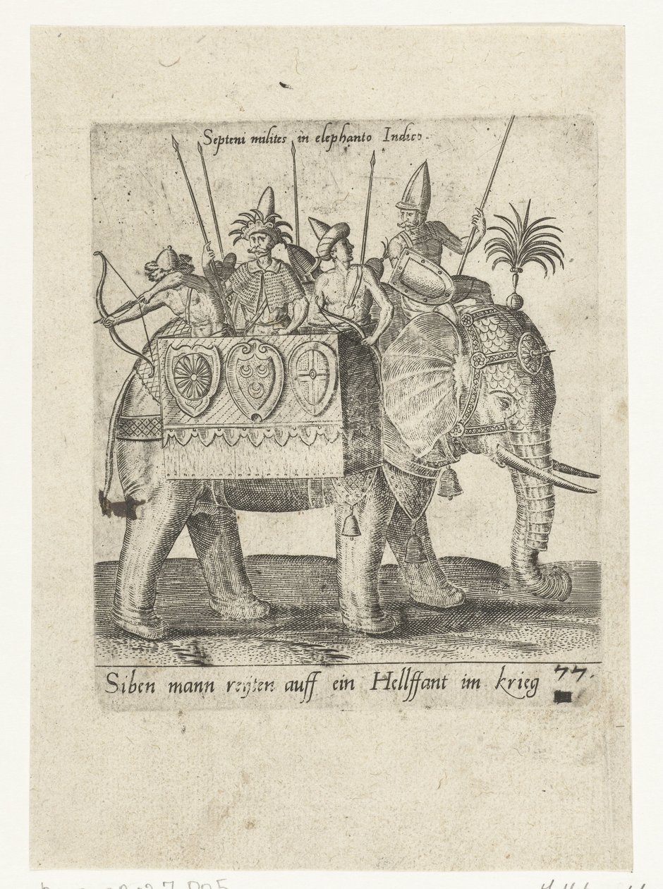Indiánok egy háborús elefánton alkotó: Abraham de Bruyn (attributed to)
