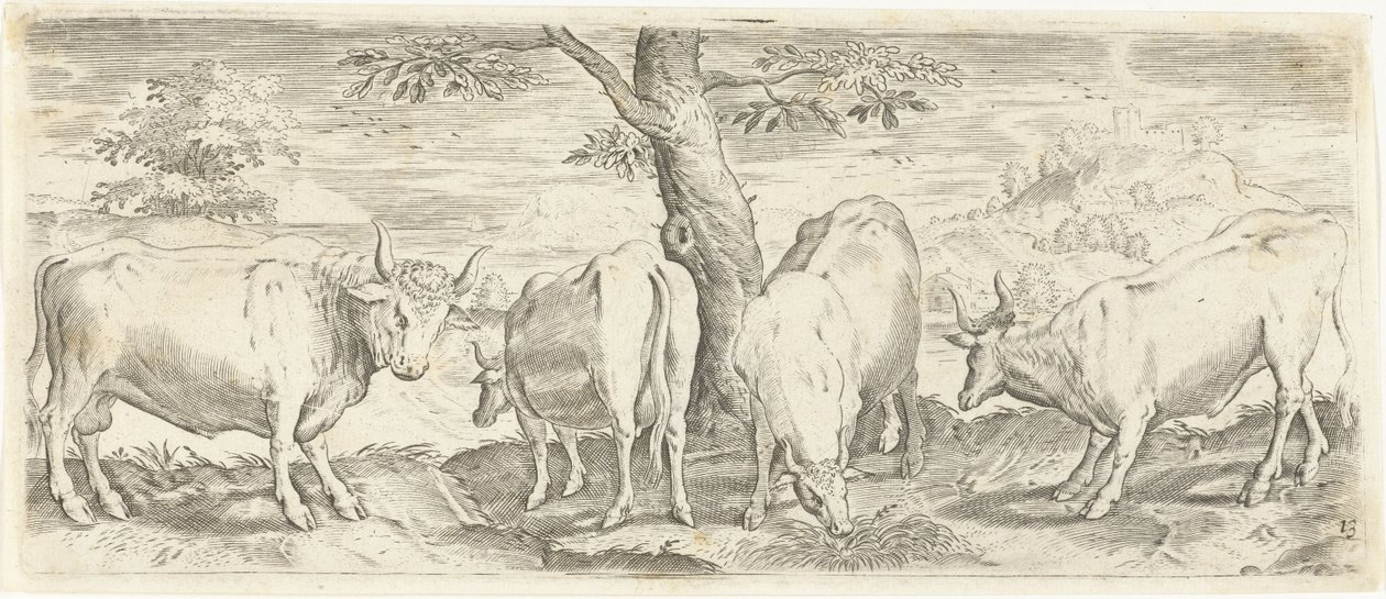 Tehenek, bika és ökör Állatok (sorozat címe) alkotó: Abraham de Bruyn (possibly)