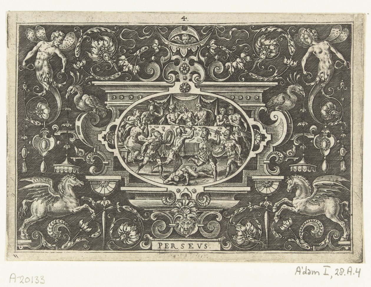 Phineus megzavarja Perszeusz és Androméda esküvőjét PERSEUS (cím a tárgyon) alkotó: Abraham de Bruyn
