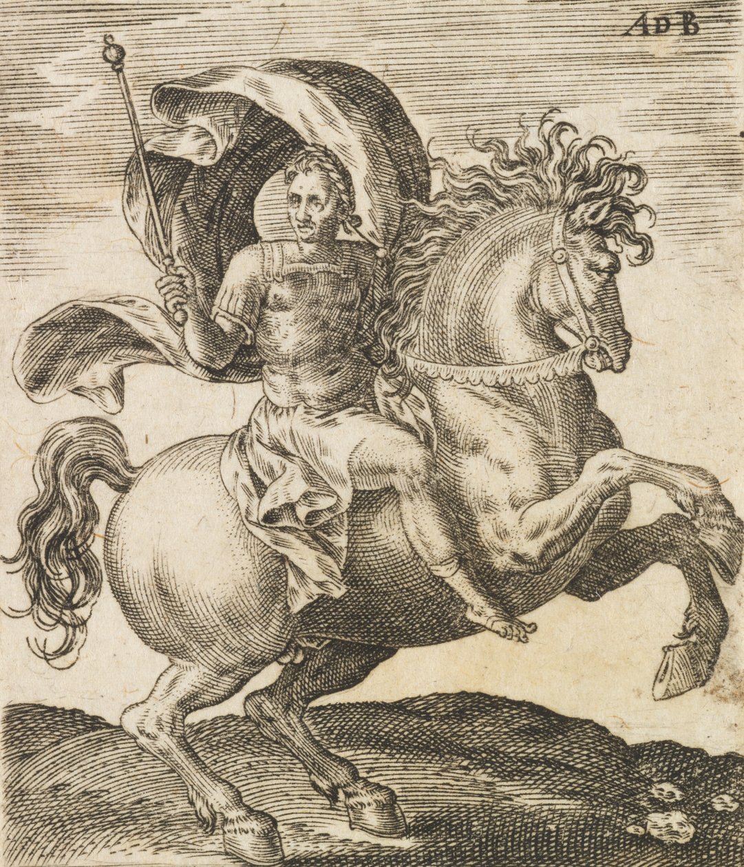 Sergius Galba a Tizenkét cézárból lóháton, 1565-1587. alkotó: Abraham de Bruyn