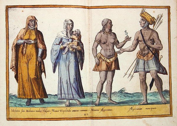 Tizenhatodik századi jelmezek a Kölnben megjelent „Omnium Poene Gentium Imagines”-ből alkotó: Abraham de Bruyn