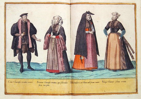 Tizenhatodik századi jelmezek a Kölnben megjelent „Omnium Poene Gentium Imagines”-ből alkotó: Abraham de Bruyn