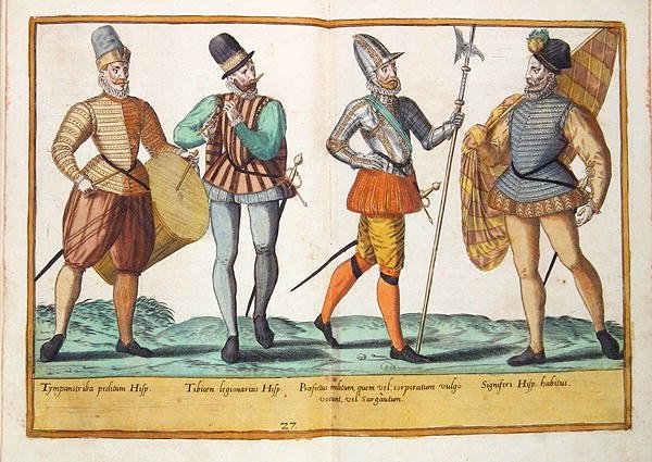 Tizenhatodik századi jelmezek a Kölnben megjelent „Omnium Poene Gentium Imagines”-ből alkotó: Abraham de Bruyn