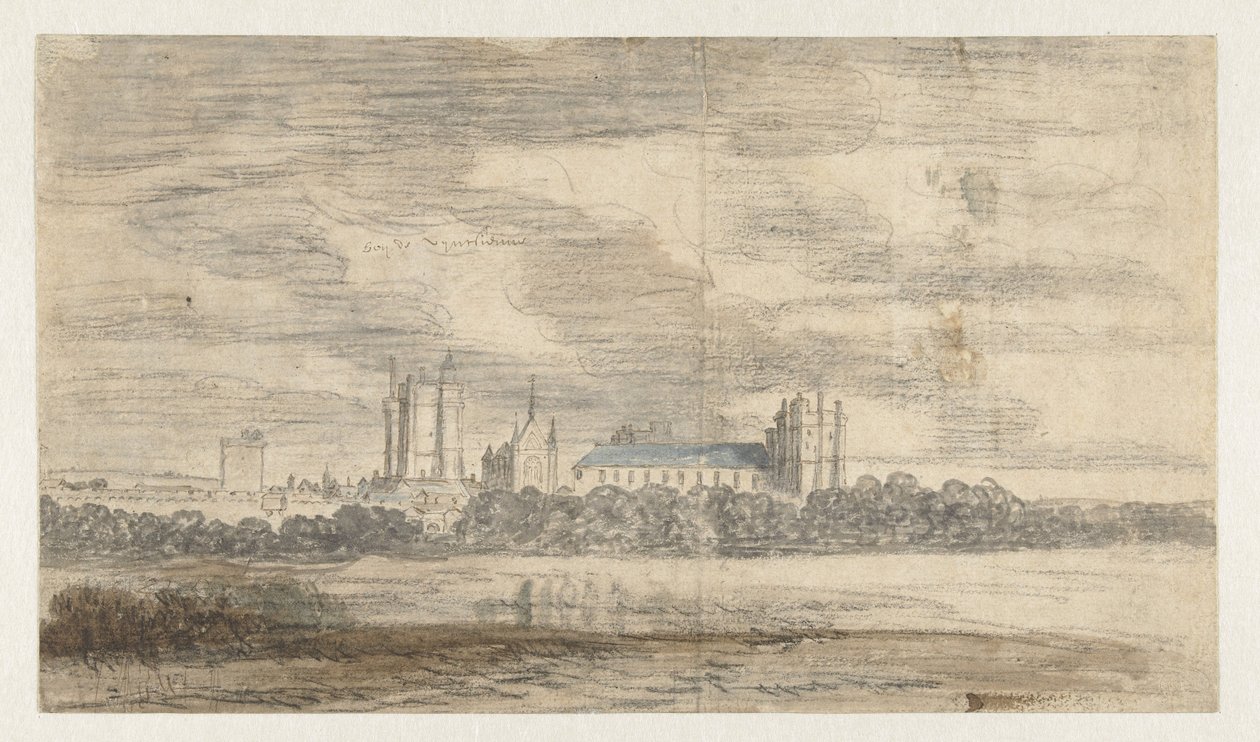 Kilátás a Château de Vincennes-re, egy fasor mögött alkotó: Abraham de Verwer