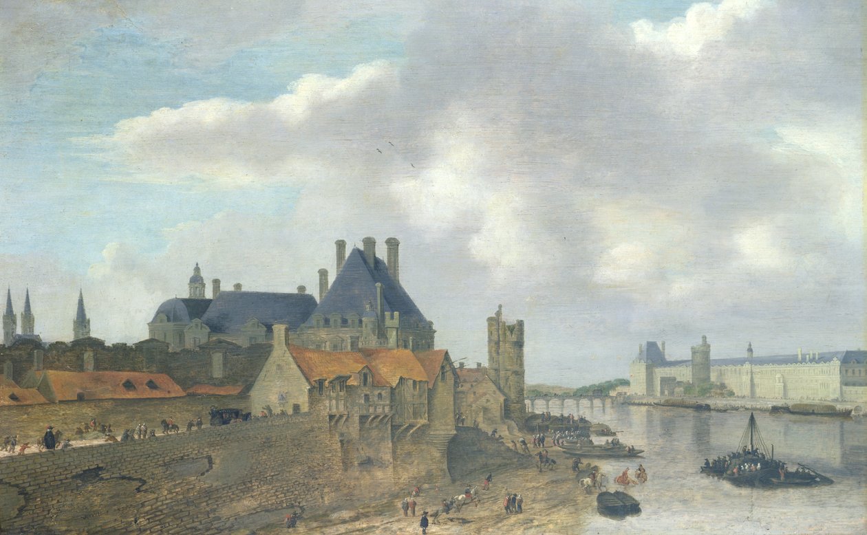 Nevers Hotel és a Louvre-palota, 1637 (olaj, fa) alkotó: Abraham de Verwer