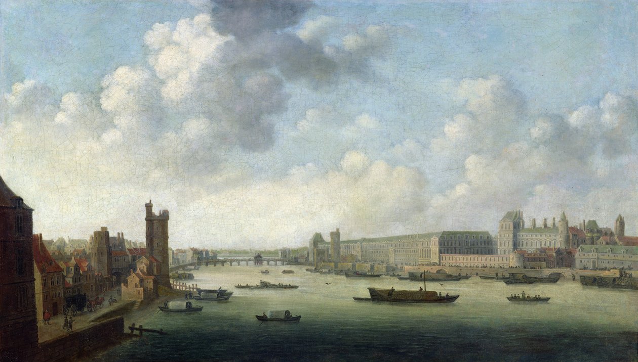 Párizs perspektivikus látképe Párizs perspektivikus látképe a Barber-hídról lefelé, a Hôtel Bourbon-t ábrázolva, A Louvre Grande Galerie-ja, 1640 körül alkotó: Abraham de Verwer