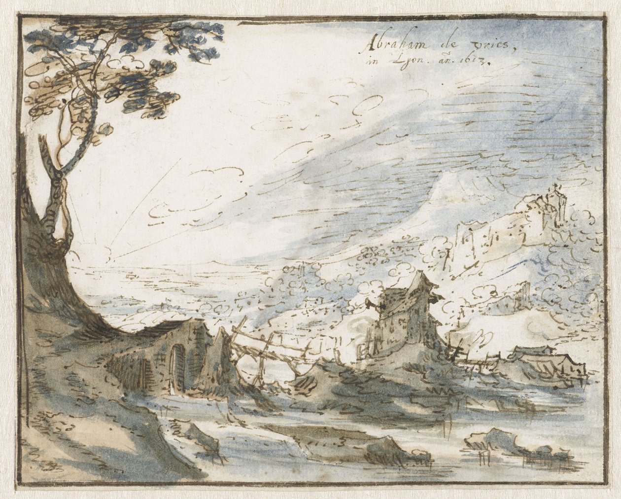 Hegyvidéki táj fahíddal alkotó: Abraham de Vries
