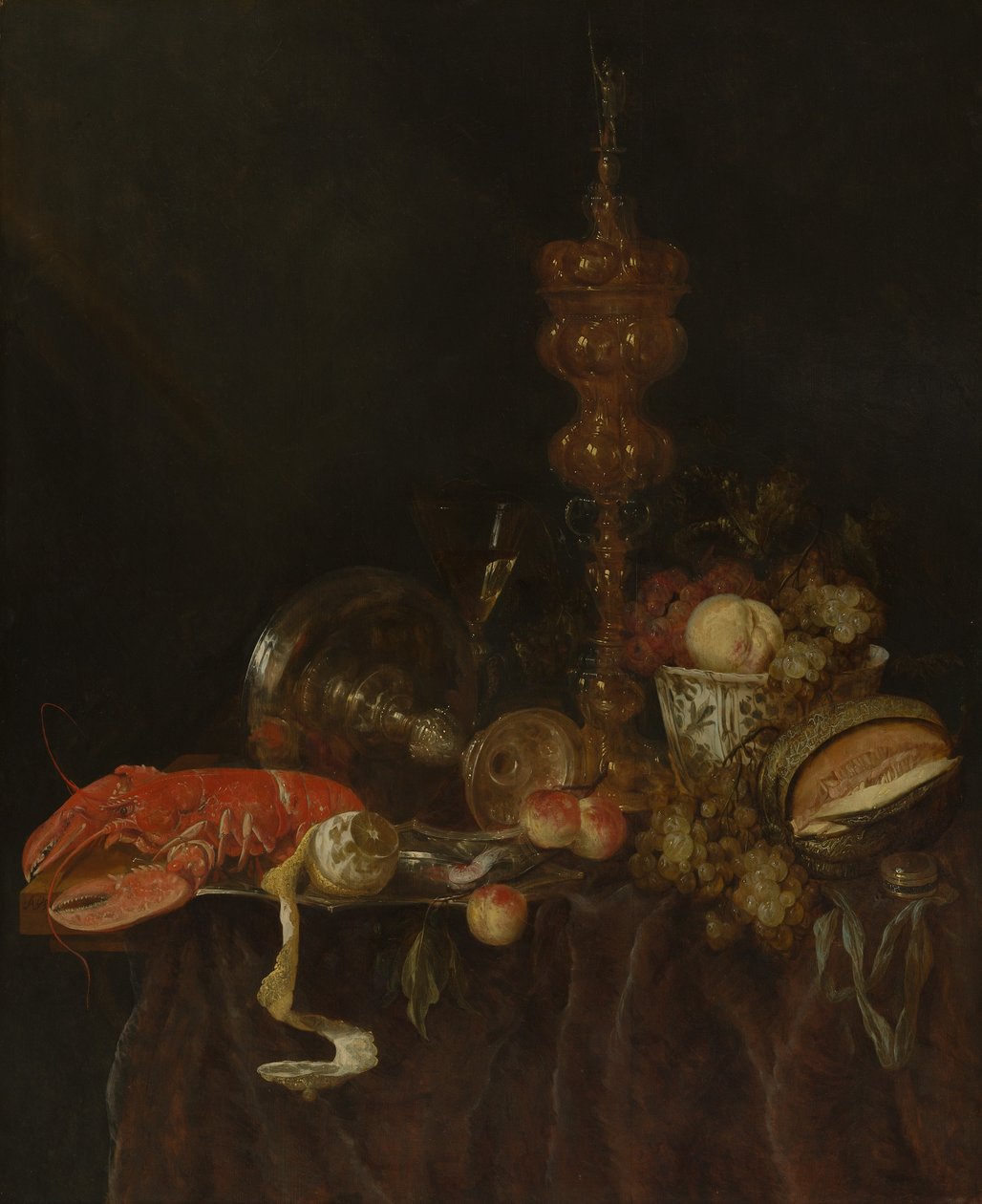Csendélet homárral és gyümölccsel, valószínűleg az 1650-es évek elején. alkotó: Abraham van Beyeren