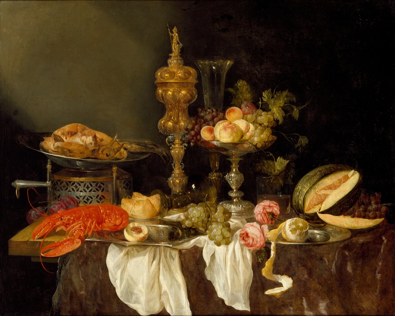 Csendélet homárral és pulykával, c1653 alkotó: Abraham van Beyeren