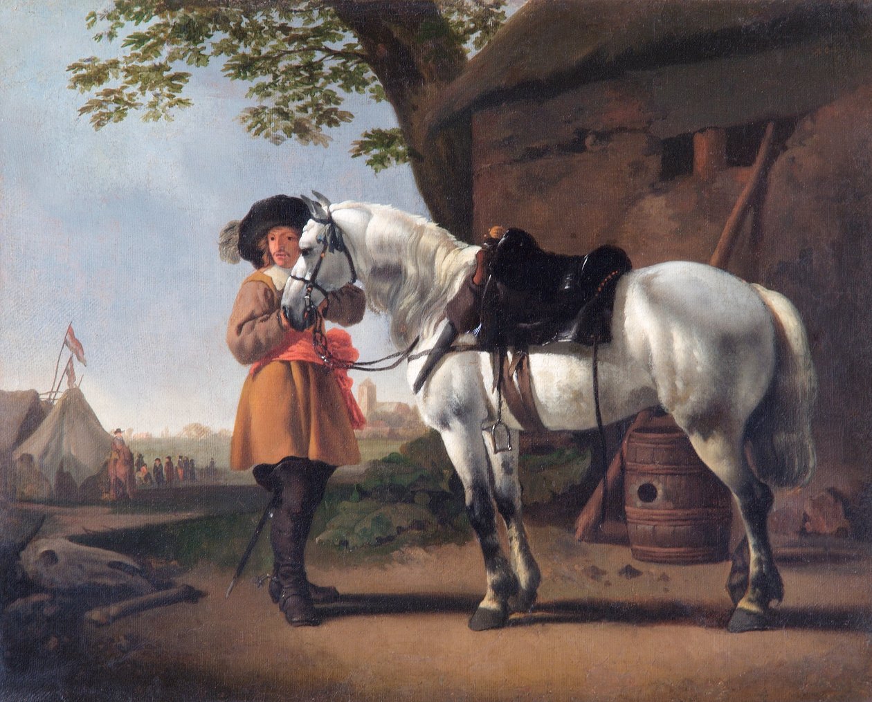 Cavalier szürke lóval (olaj, vászon) alkotó: Abraham van Calraet