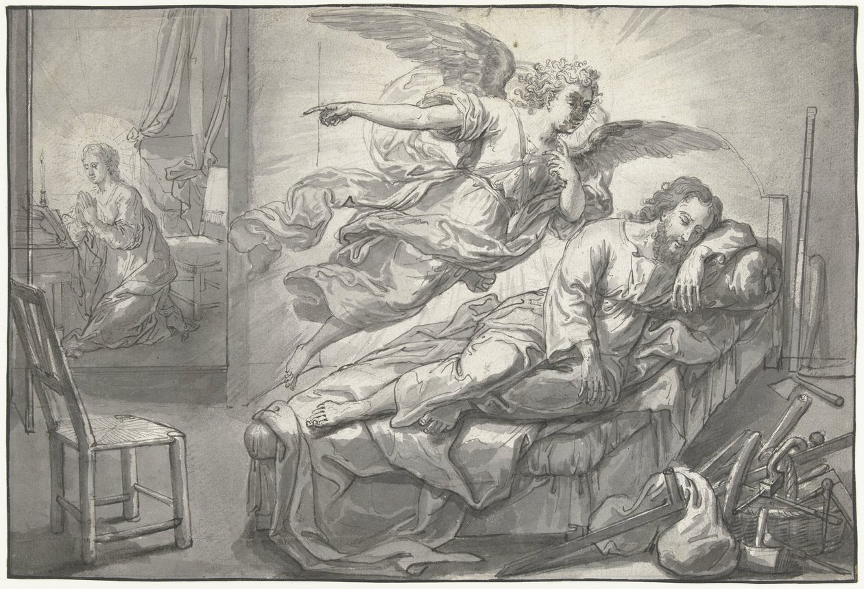 Az angyal álmában megjelenik Józsefnek alkotó: Abraham van Diepenbeeck