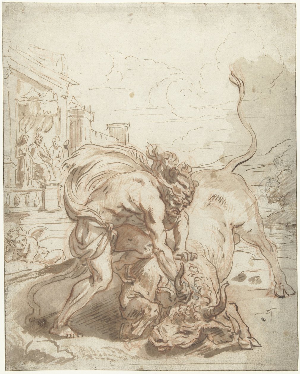 Herkules legyőzi Acheloust bika formájában alkotó: Abraham van Diepenbeeck