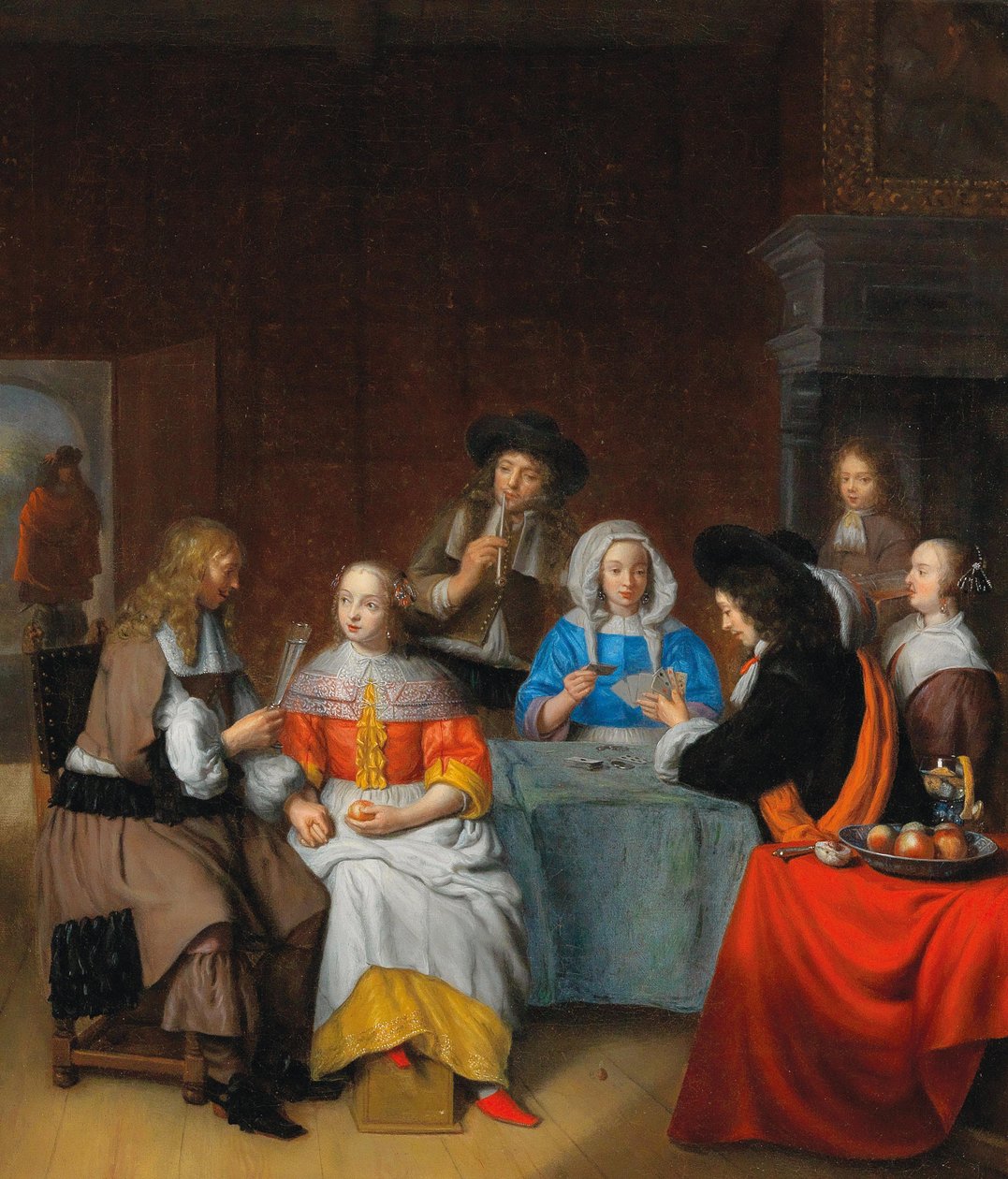Belső, elegáns társasági játékkártya, 1660-as évek. alkotó: Abraham van Dijck