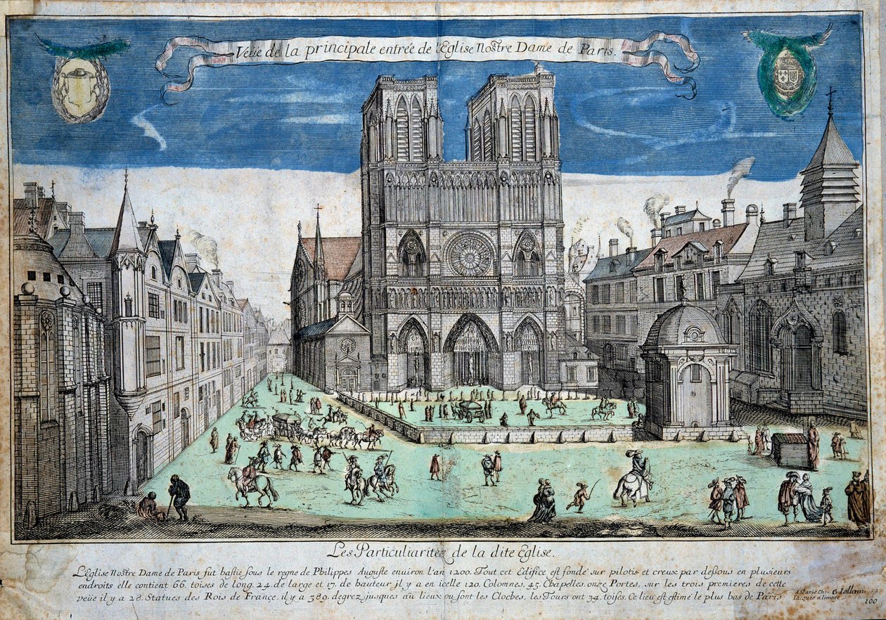 Kilátás a párizsi Notre-Dame parvisra, Abraham Van Merlen (1579-1650) metszete. 1640 Párizs. Notre Dame Múzeum alkotó: Abraham van Merlen