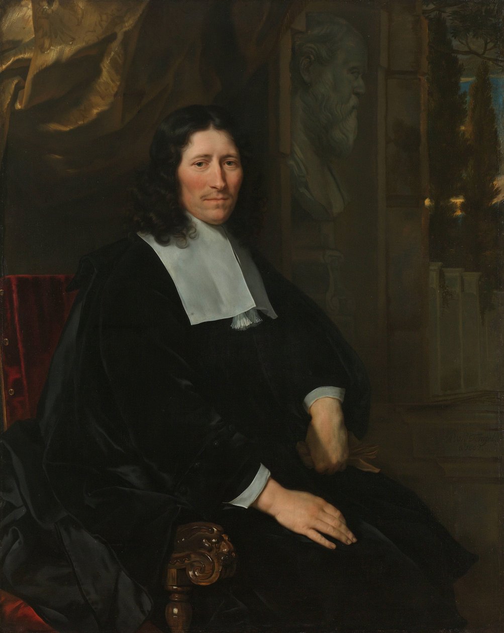 Pieter de la Court portréja Pieter de la Court portréja. Gyártó és ruhatulajdonos, először Leidenben, 1673 óta Amszterdamban, politikai füzetíró alkotó: Abraham van den Tempel