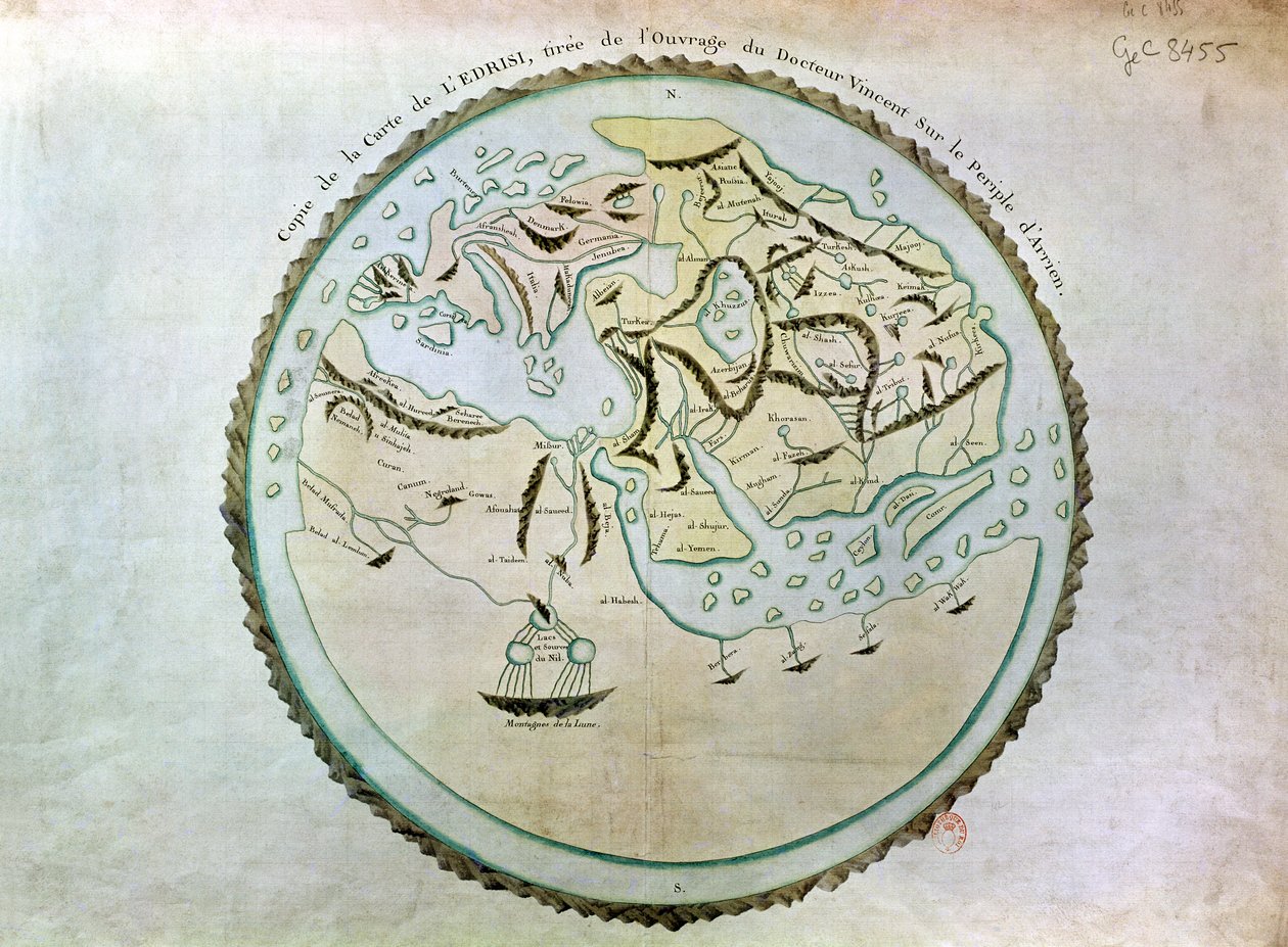 A világ térképe alkotó: Abu Muhammad Al Idrisi or Edrisi