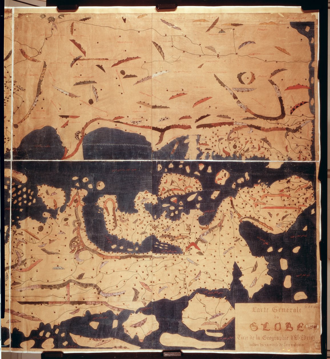 Ms. Arabe 2221 fol.203 und 204 Földközi-tenger, Európa és Afrika térképe, 1300 alkotó: Abu Muhammad Al Idrisi or Edrisi