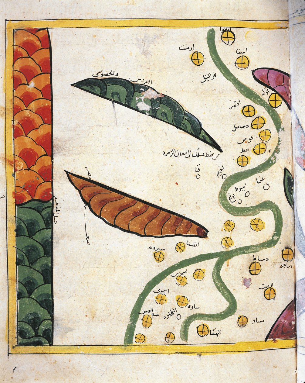 A Nílus-delta és két oázis térképe (vellum) alkotó: Abu Muhammad Al Idrisi or Edrisi