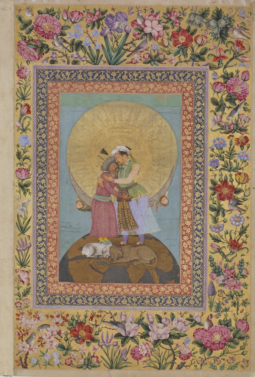A szentpétervári album- Jahangir császár és Shah allegorikus ábrázolása alkotó: Abul Hasan
