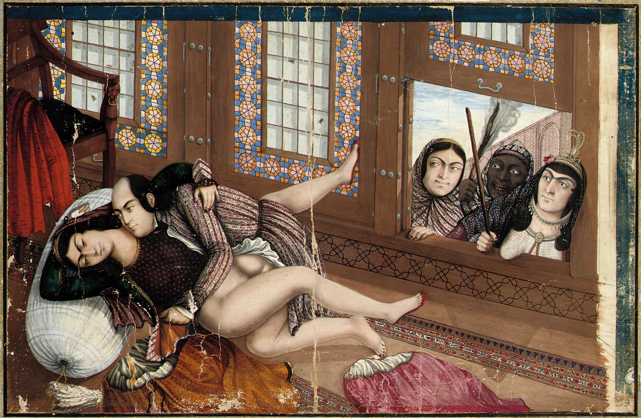 Ölelkező szerelmesek, 19. század második fele (gouache, papír) (lásd még 2629159-60) alkotó: Abu