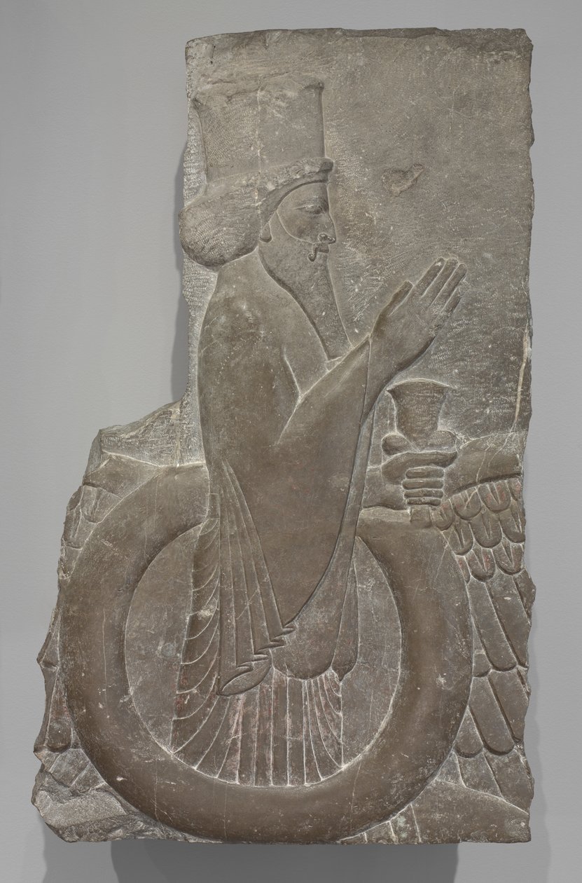 Ahuramazda a szárnyas korongban, Perszepolisz, ie 486-460 (mészkő) alkotó: Achaemenid
