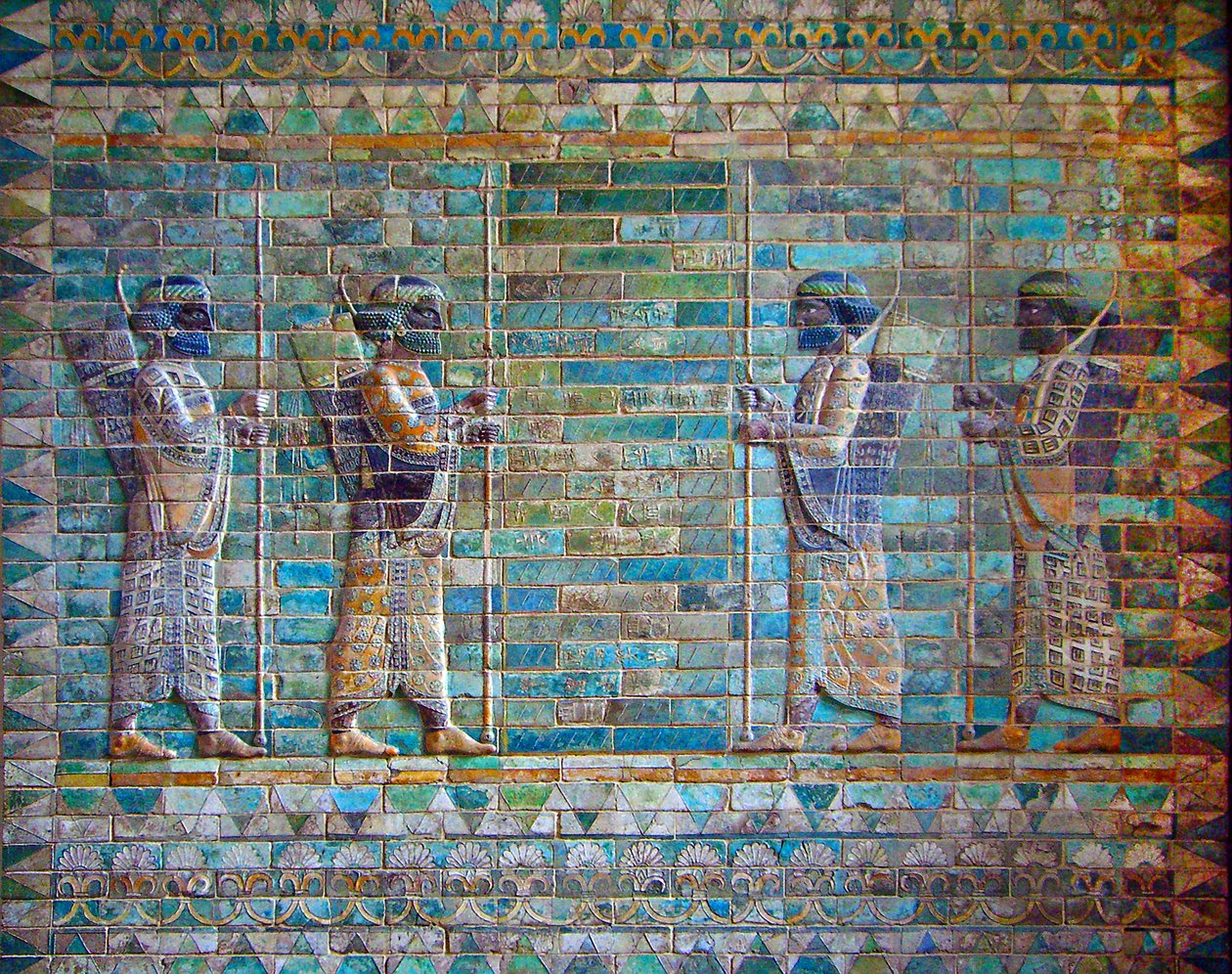 Részlet az íjászok frízéből, I. Dareiosz palotája, Susa, Irán, ie 510 körül (mázas tégla) alkotó: Achaemenid