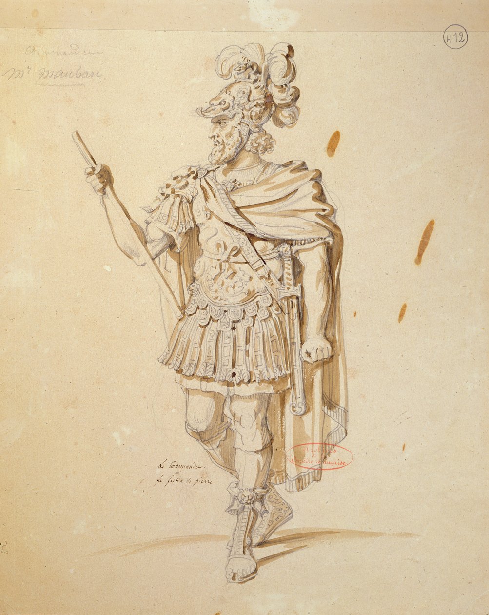 Jelmezterv "Le Commandeur" szerepéhez Moliere "Don Juan" című darabjának 1847-es előadásához a Comedie Francaise-ben (toll és tus mosás, papír) alkotó: Achille Devéria