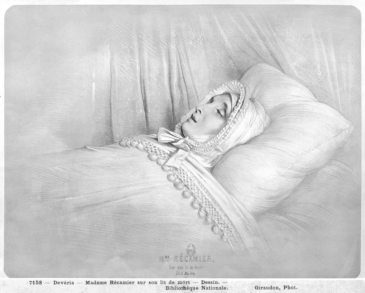 Madame Recamier (1777-1849) a halálos ágyán, 1849. május 11. alkotó: Achille Devéria