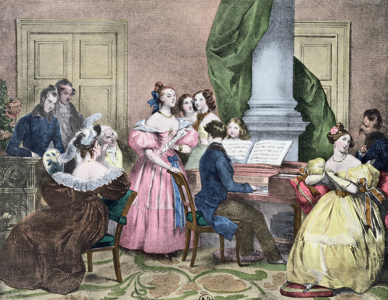 Családi koncert, 1840 körül alkotó: Achille Devéria